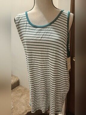 Merona Striped Sleeveless Green & White Tank Top 3X NWT